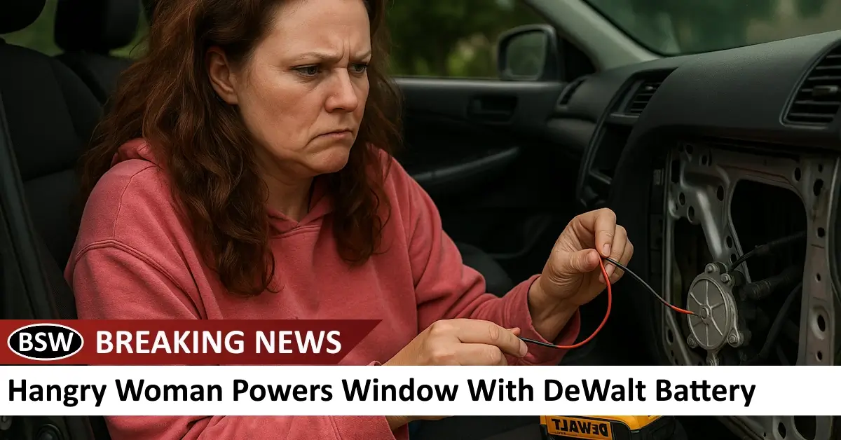 Hangry Woman Powers Window With DeWalt Battery